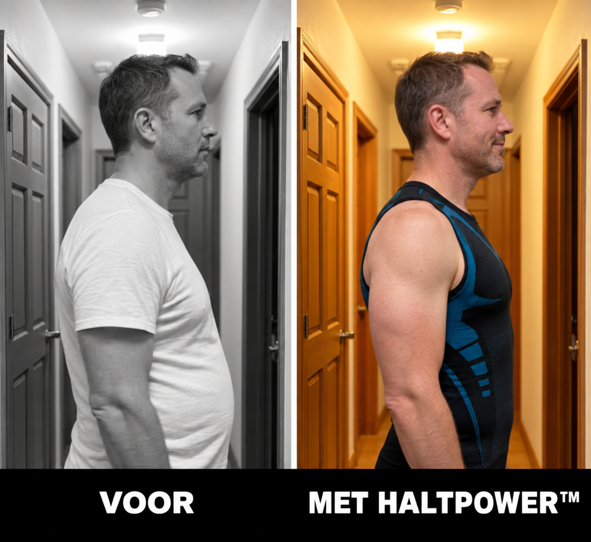 Voor en na met HaltPower in de hal